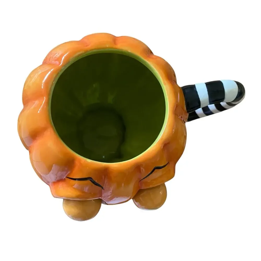 RARE Department 56 Halloween Pumpkin Coffee Tea Mug w/ Googley Eyes - Retired